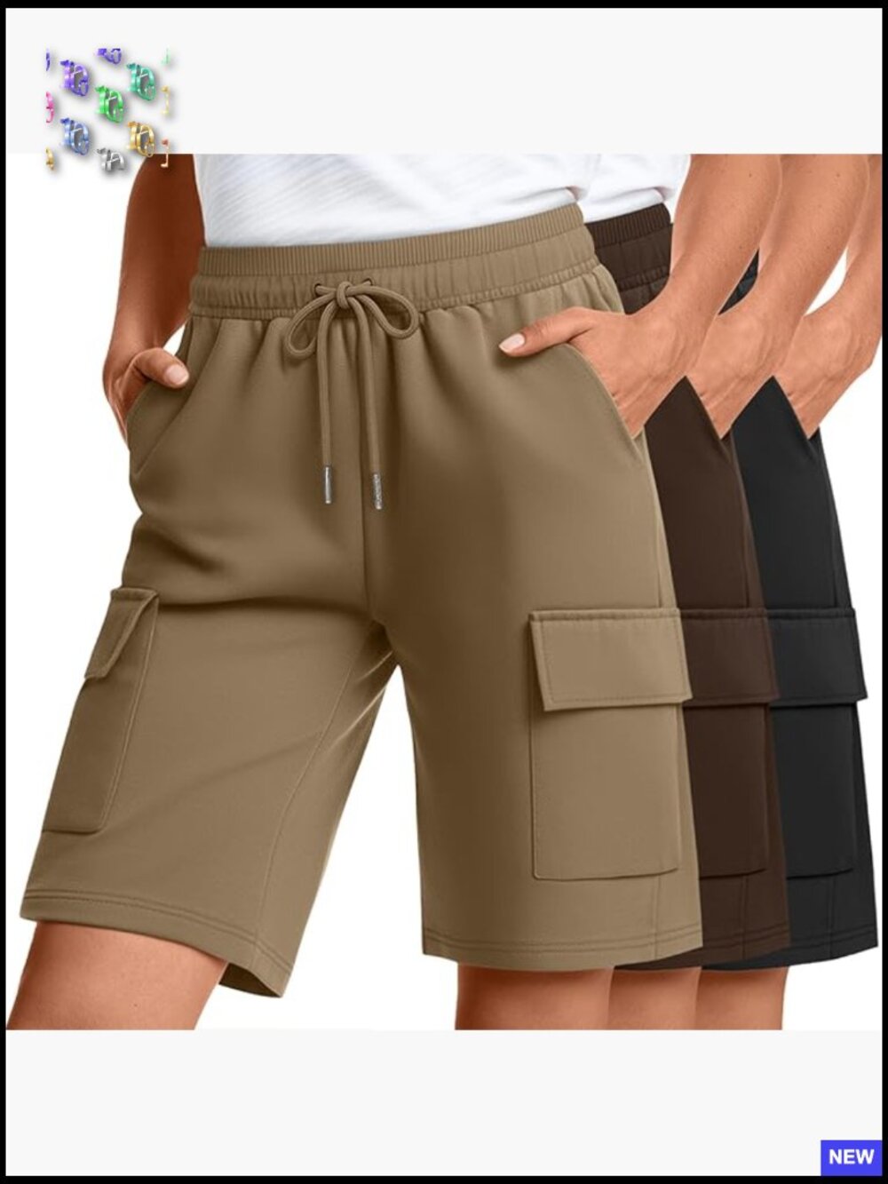 Cargo Bermuda Shorts Knee Length Athletic Casual Hiking Summer Active Wear